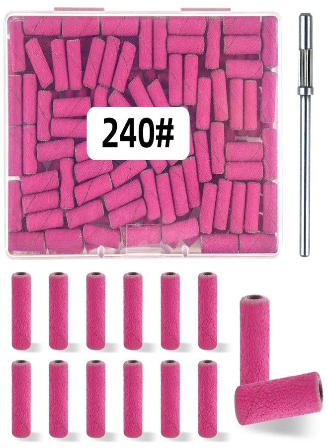 TKYZMS 100 Pcs (240 Grit Pink) Small Sanding Bands Nail Drill Bit,Nail Drill Bits,Extreme Fine Grit Mini Sanding Band,Nail Bits,Upgrade 3.1mm Mandrel Bits,Professional Nail Drill Bit for Acrylic Nails - Image 1